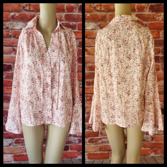 Boho Pink Floral Blouse XL  NWOT - Picture 6 of 8